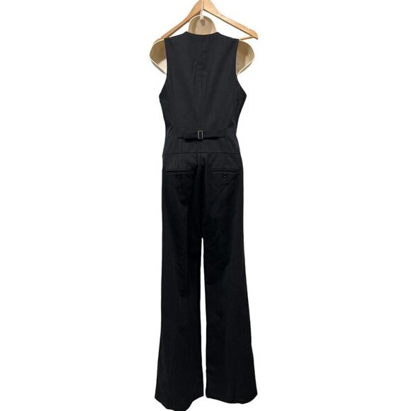 BCBGMAXAZRIA Womens Wool Blend Black Woven Suiting Jumpsuit Size 2 New - Picture 2 of 9